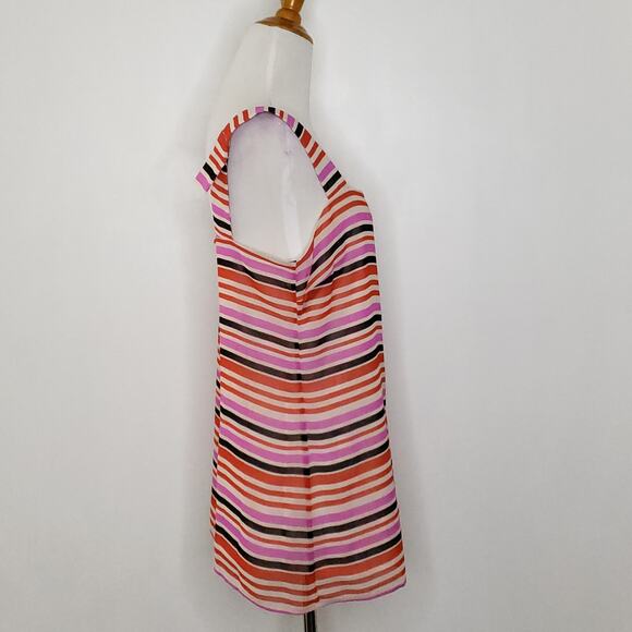 CAbi Banded Cami Striped Pink White Square Neck Tank Polyester Women Small - Picture 3 of 10